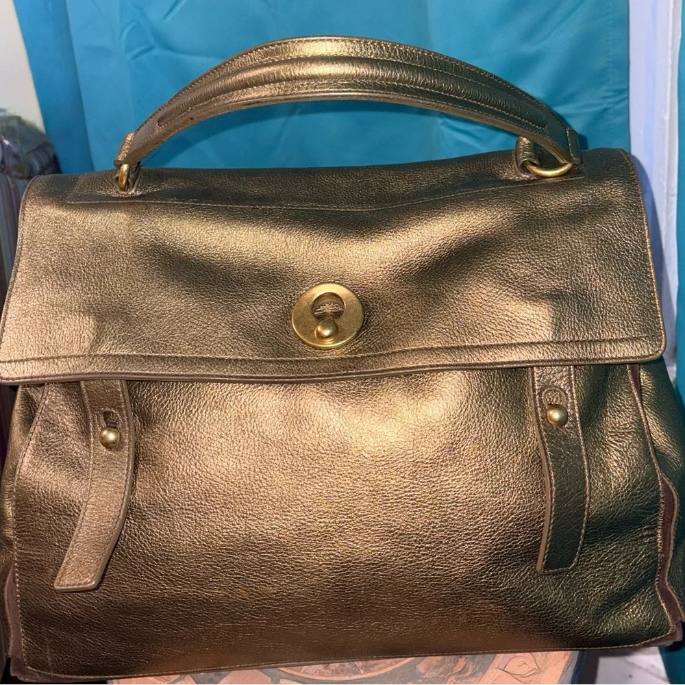 Yves Saint Laurent Large Metallic Bronze Muse Two Bag - Picture 2 of 13